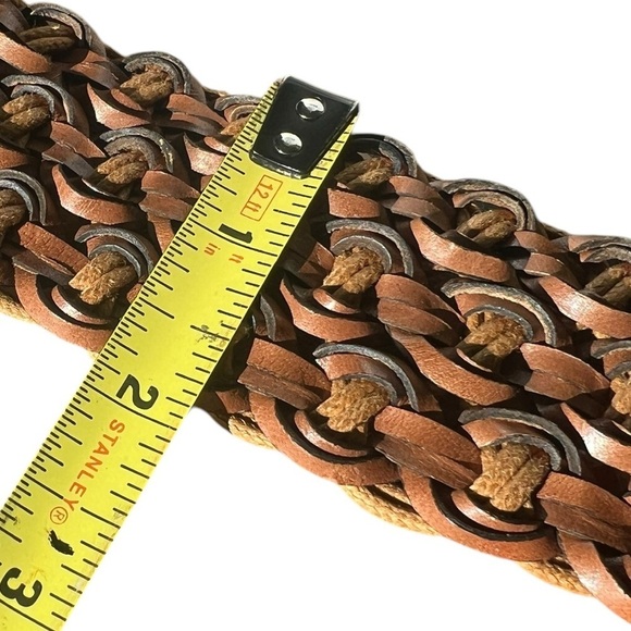 Ann Taylor Loft Genuine Leather Braided Woven Wide Belt Boho Casual main image 5